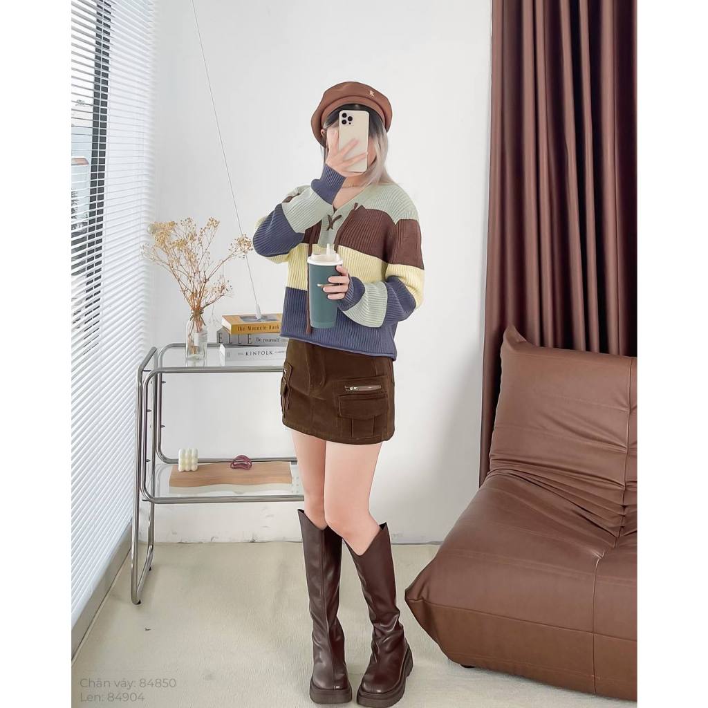 Áo len phối sọc đính nơ THE C.I.U