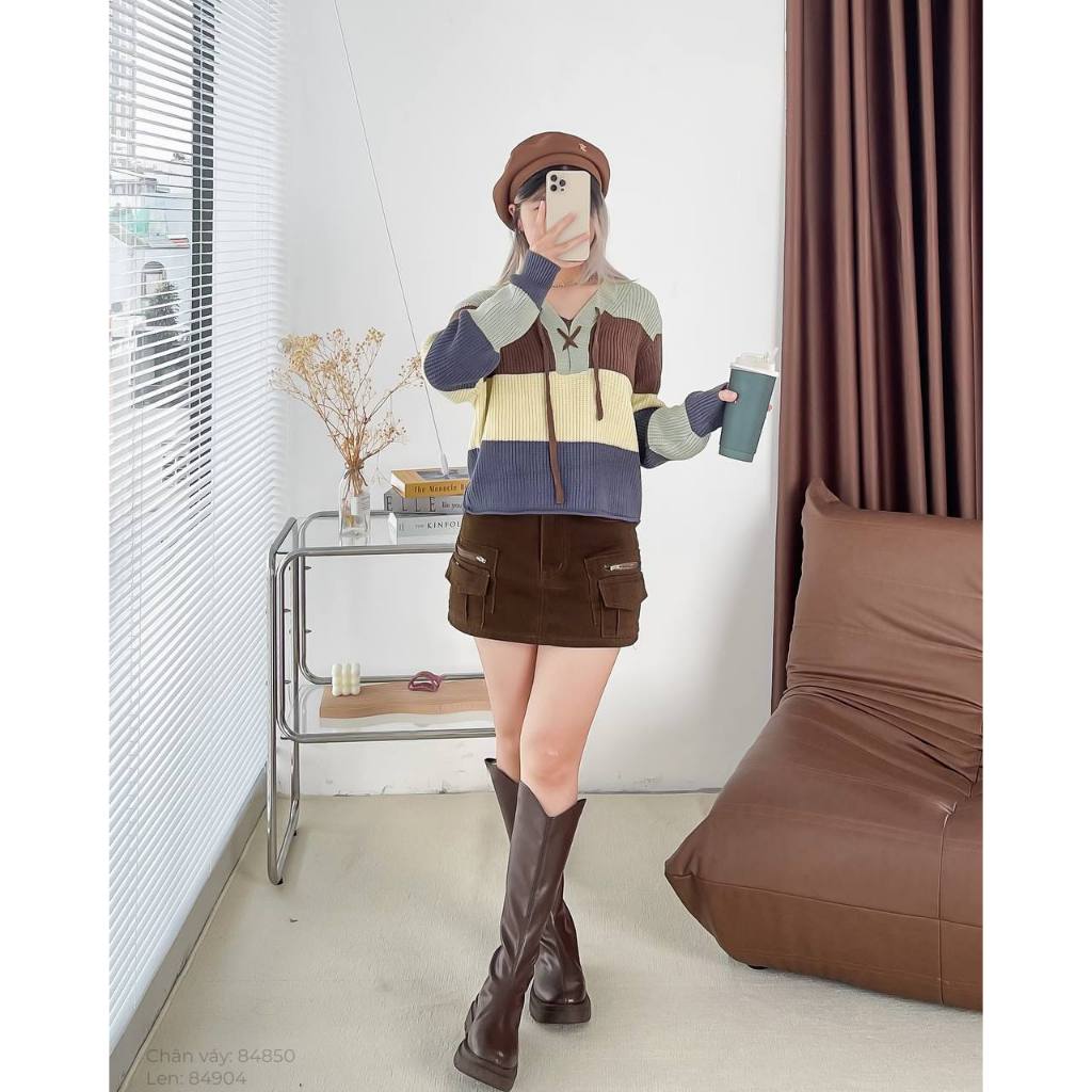 Áo len phối sọc đính nơ THE C.I.U