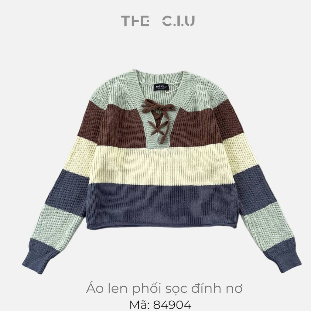 Áo len phối sọc đính nơ THE C.I.U