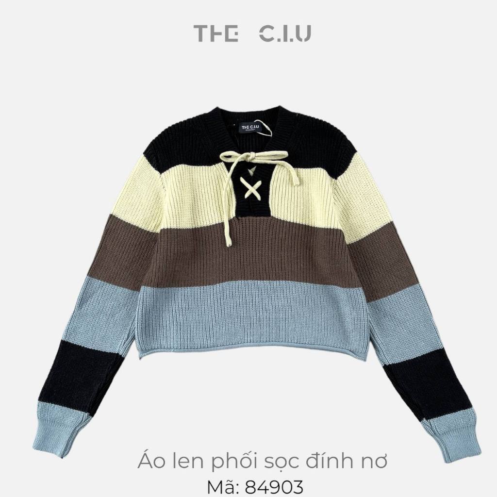 Áo len phối sọc đính nơ THE C.I.U