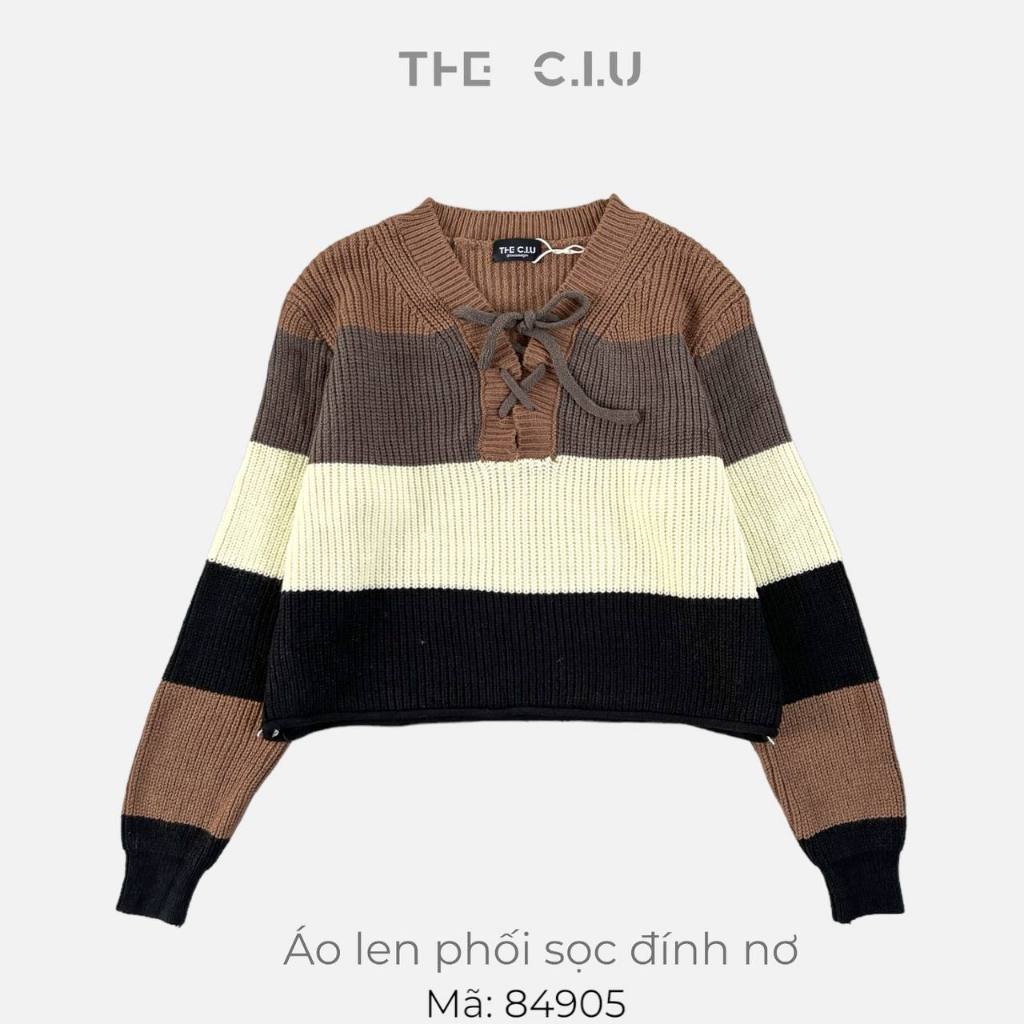 Áo len phối sọc đính nơ THE C.I.U