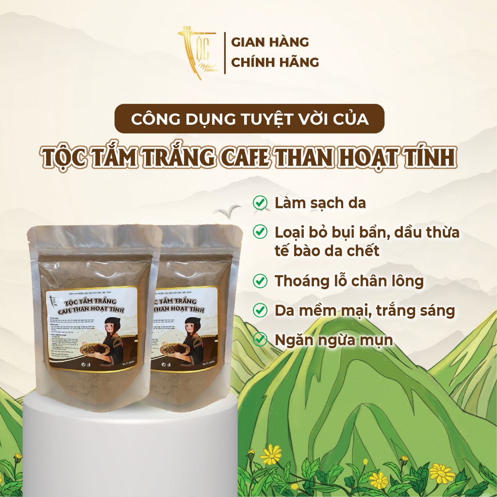 Tộc Tắm Trắng Cafe Than Hoạt Tính 300g