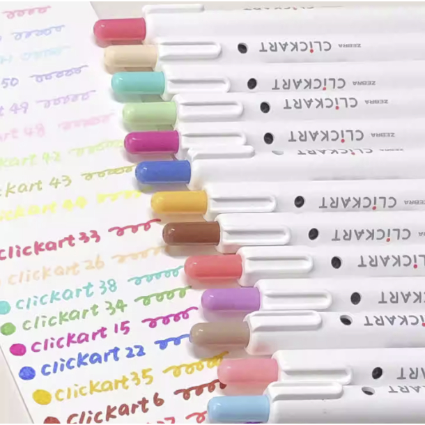 Set 48 màu bút dạ highlight Zebra Clickart ngòi 0.6mm