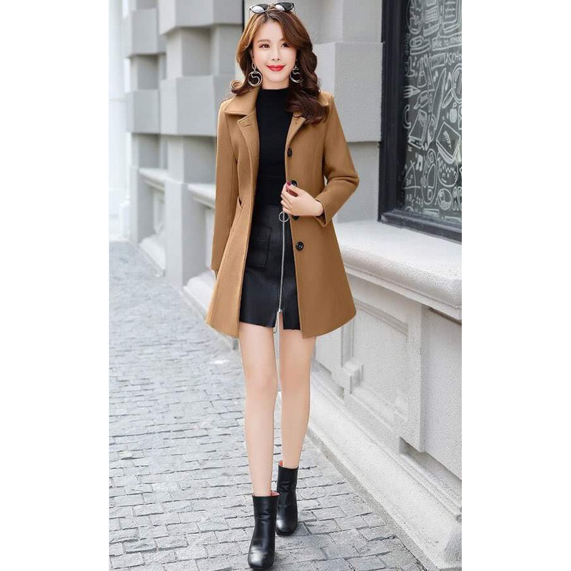 Áo khoác dạ cổ sen xinh xắn