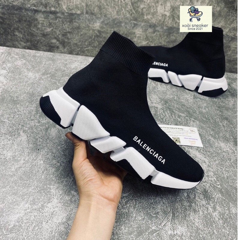 Giày sneaker black white bản nhẹ đế tách