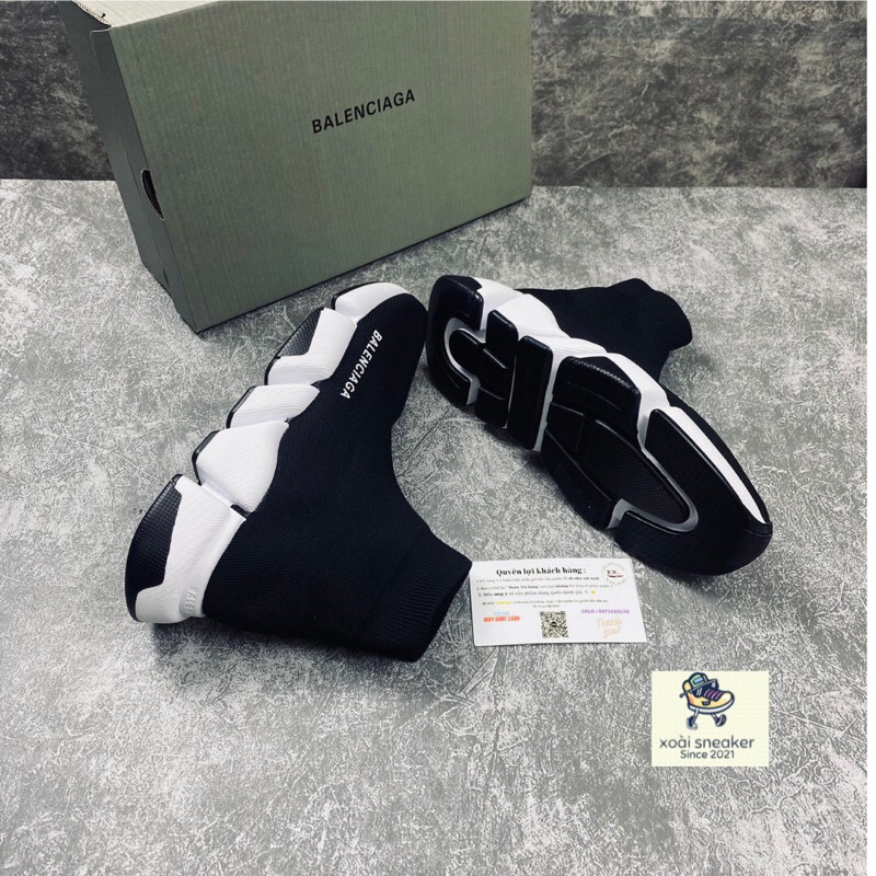 Giày sneaker black white bản nhẹ đế tách