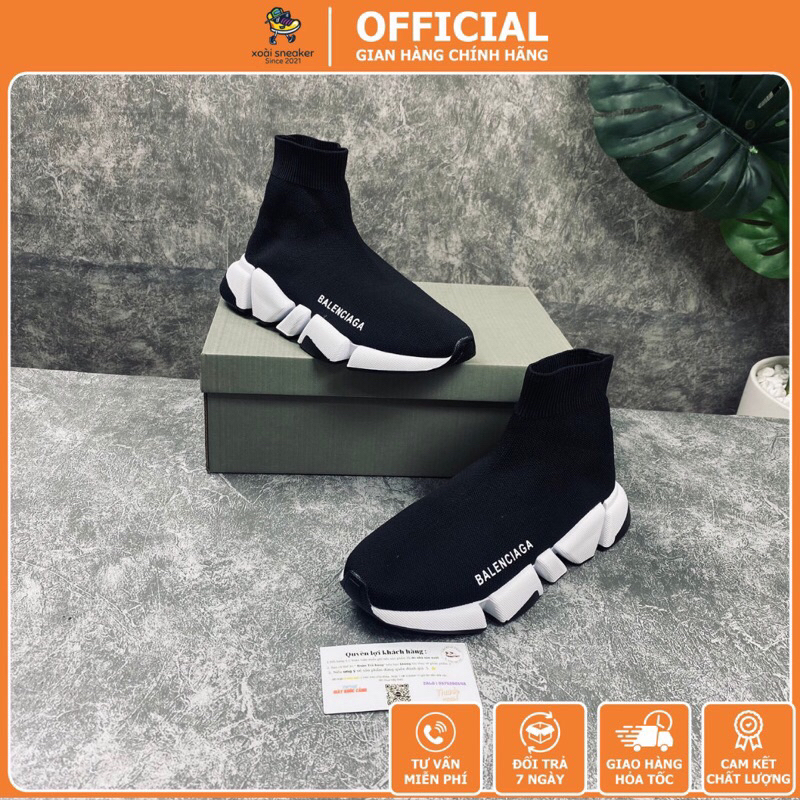 Giày sneaker black white bản nhẹ đế tách