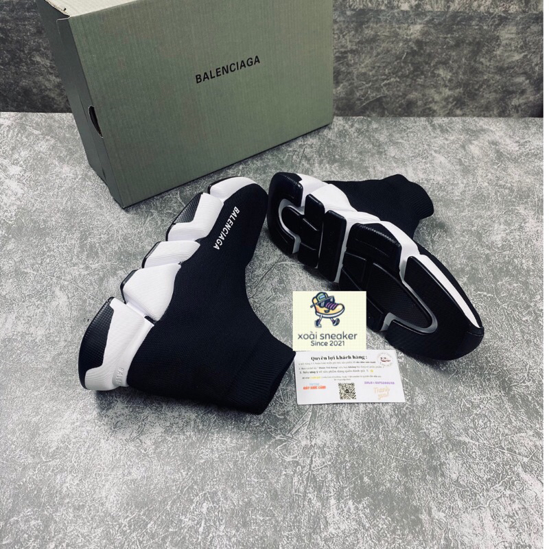 Giày sneaker black white bản nhẹ đế tách