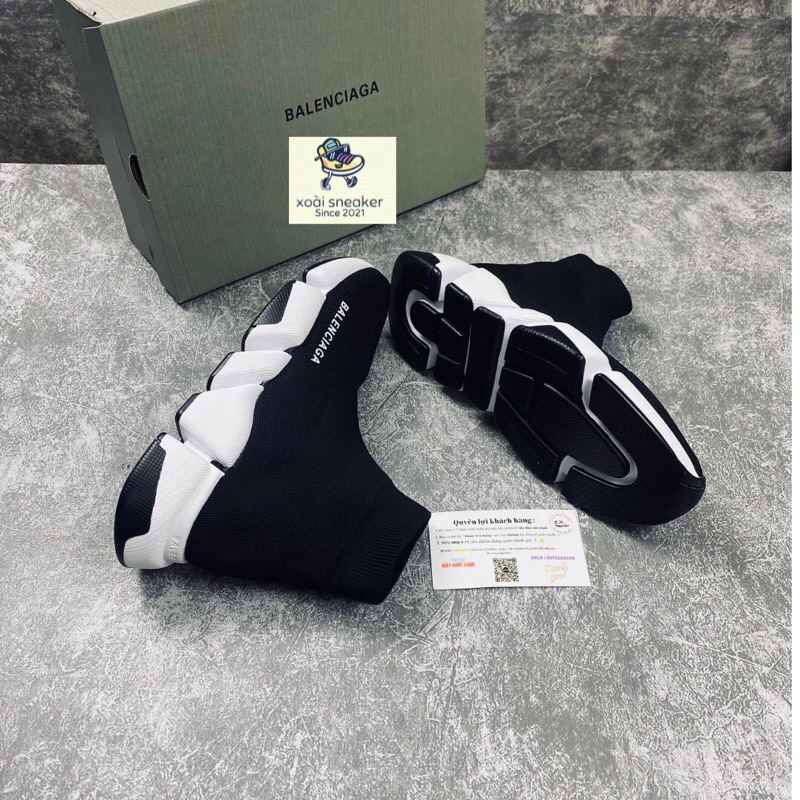 Giày sneaker black white bản nhẹ đế tách