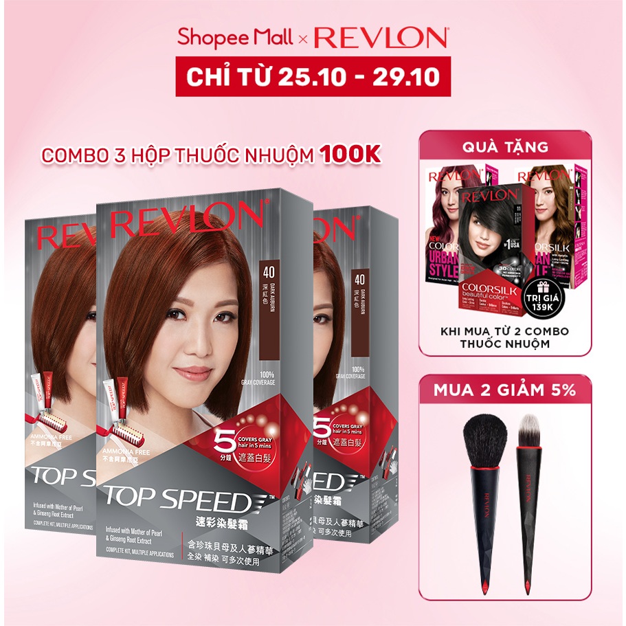 BỎ_[Combo 3 hộp - HSD < 6 Tháng] Nhuộm tóc phủ bạc Revlon TopSpeed dành cho nữ 120ml - TOP40