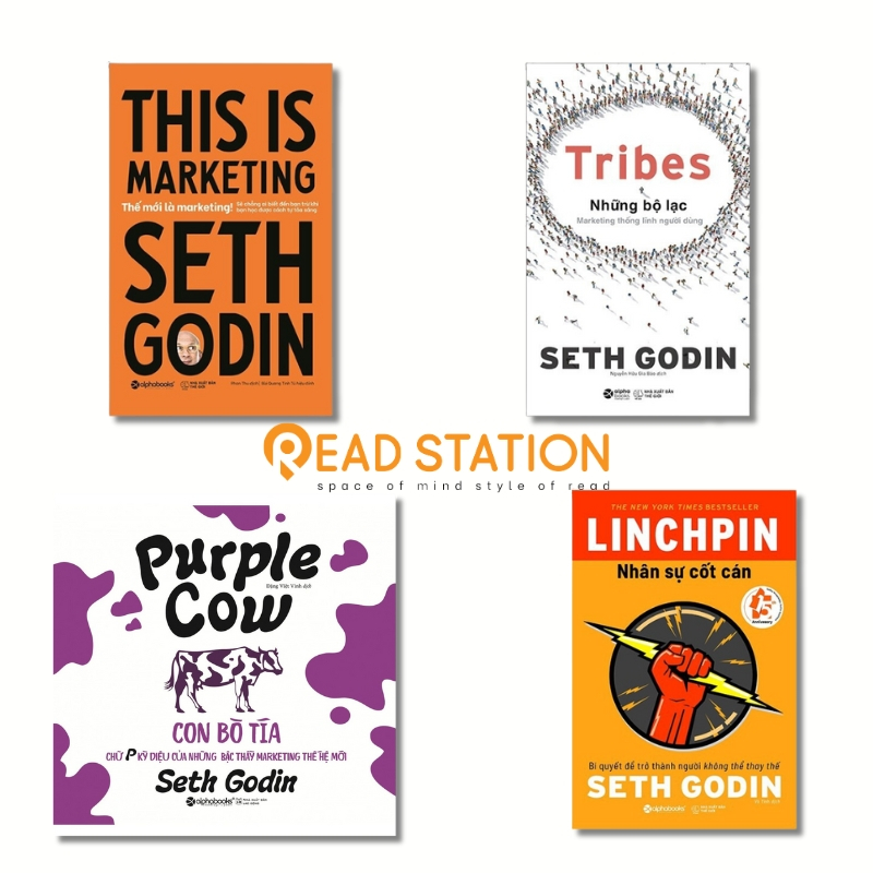 Sách Seth Godin: Con Bò Tía + Tribes Những Bộ Lạc + Thế Mới Là Marketing + Nhân Sự Cốt Cán (Combo 4 Cuốn) (Tái bản)
