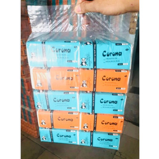 Lốc 10 gói khăn giấy rút gấu trúc Corona mini 500 tờ day mịn