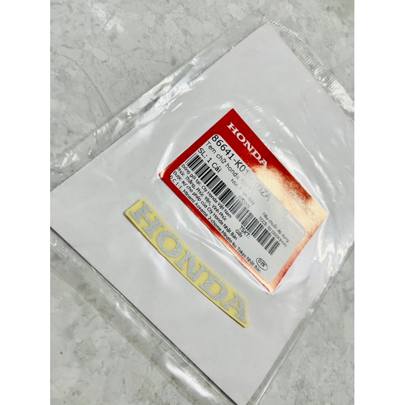 Tem dán Mặt Nạ xe honda SH Việt - Vision - SH Mode chữ Cong màu Bạc nền trong suốt 65mm chính hãng Honda