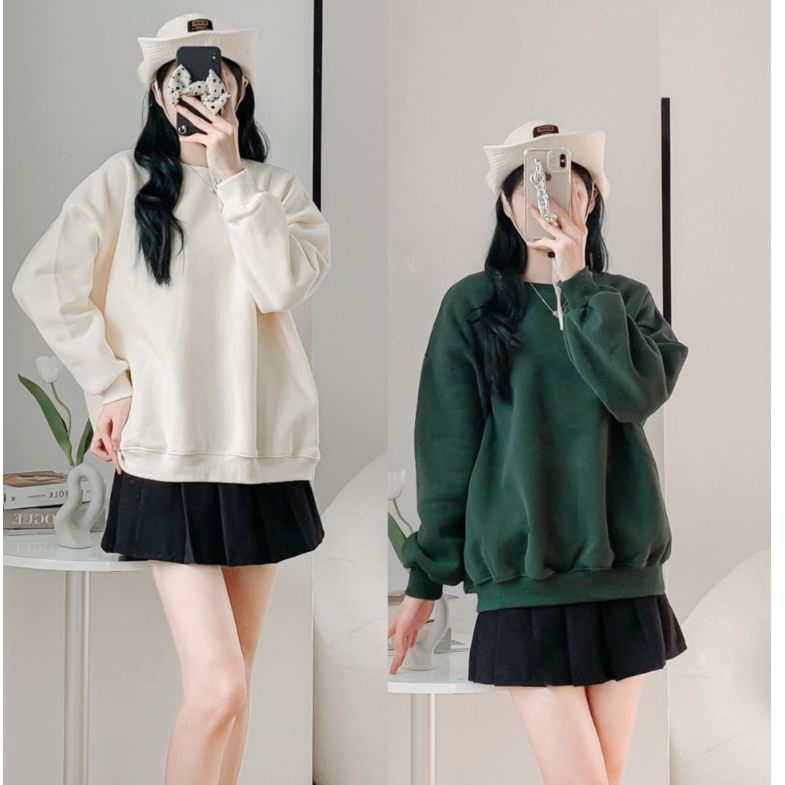 Áo SWEATER trơn chất liệu nỉ hàn cao cấp không dính lông dày dặn form rộng unisex Land Ping