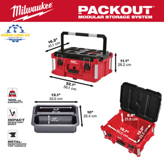 Hộp đựng dụng cụ packout Milwaukee 48-22-8425 đựng đồ nghề, dụng cụ có tay xách tiện lợi sử dụng