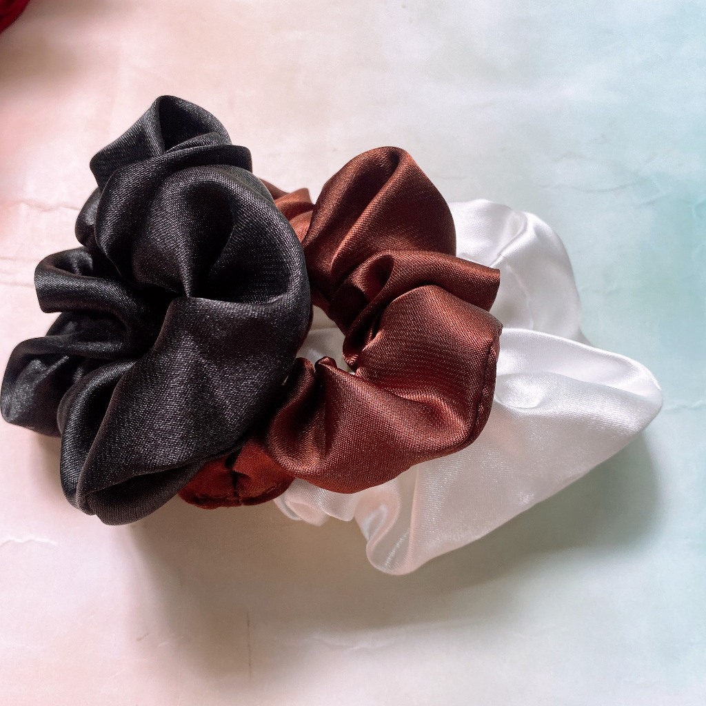 Set 3 dây cột tóc scrunchies satin siêu nhún TIMSTORE phong cách đơn giản hàn quốc