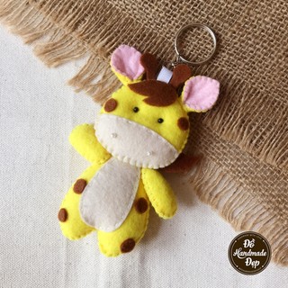 Móc khóa vải nỉ handmade hươu cao cổ