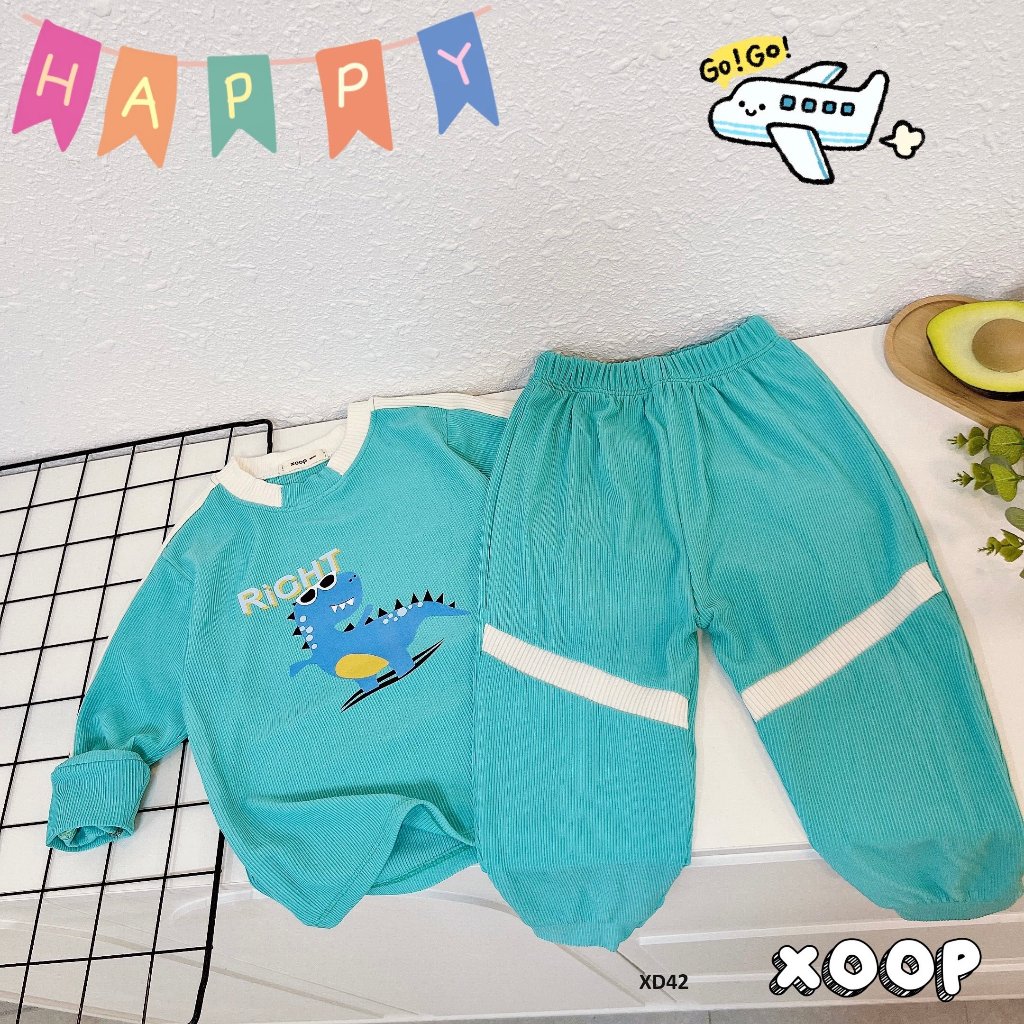 Bộ dài tay XOOP gân tăm poly 4 chiều in họa tiết dễ thương cho bé gái  XD42,Đồ bộ thời trang Shop Phúc Yến