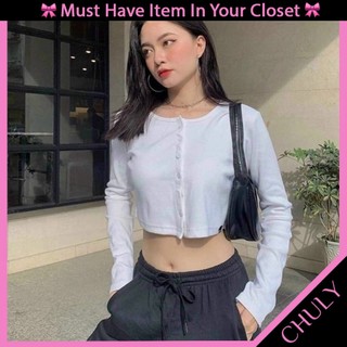 Áo Croptop Tay Dài Kiểu Hàn Quốc - Chuly