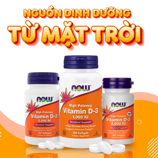 Viên uống Vitamin D3 2000IU của Mỹ (Now Foods) giúp xương răng chắc khỏe, tăng sức đề kháng