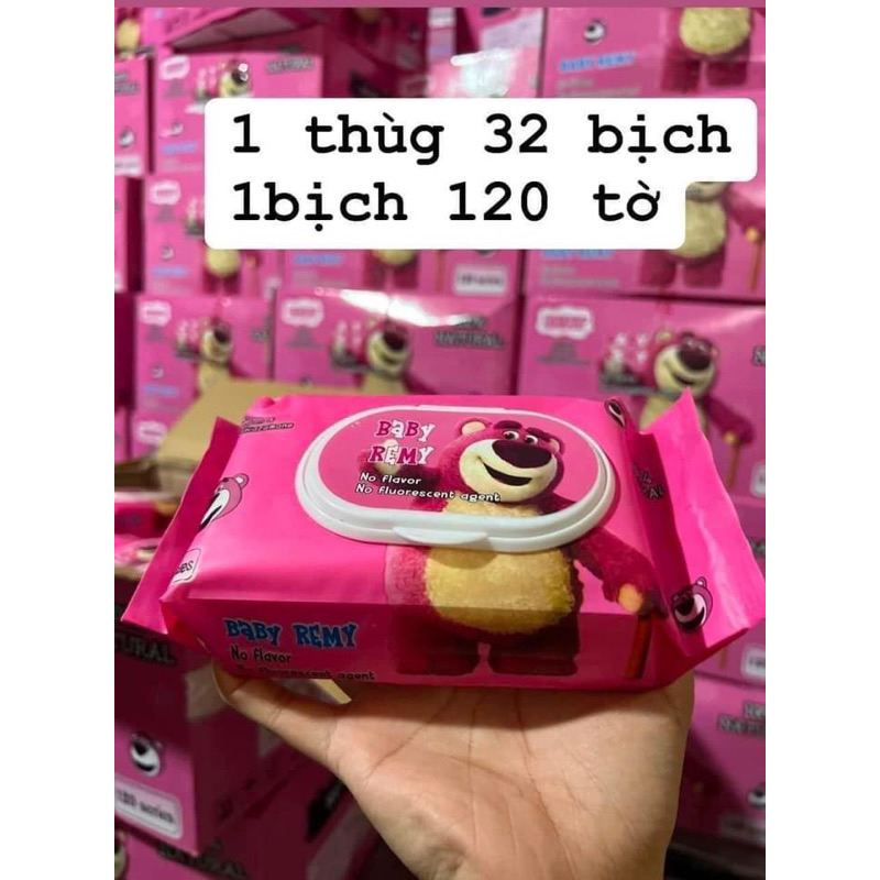 KHĂN ƯỚT GẤU DÂU HÀNG PHÚ ĐẠT GÓI 120 TỜ