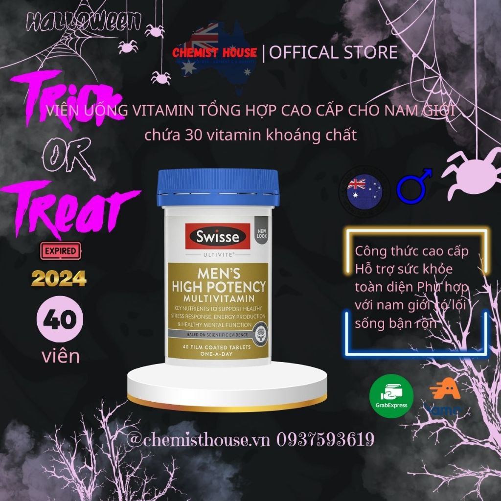 Viên uống vitamin tổng hợp Nam cao cấp - Swisse Men's Ultivite Power High Potency Multivitamin 40 Viên