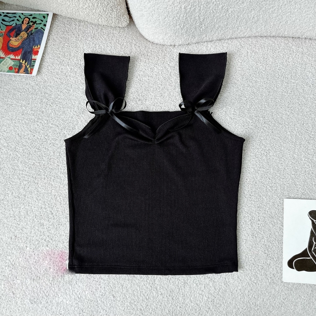 Áo Croptop Hai Dây SANJOLI Áo 2 Dây Màu Trơn Cao Cấp thắt nơ Dáng Ôm Thời Trang Mùa Hè Cho Nữ AO015