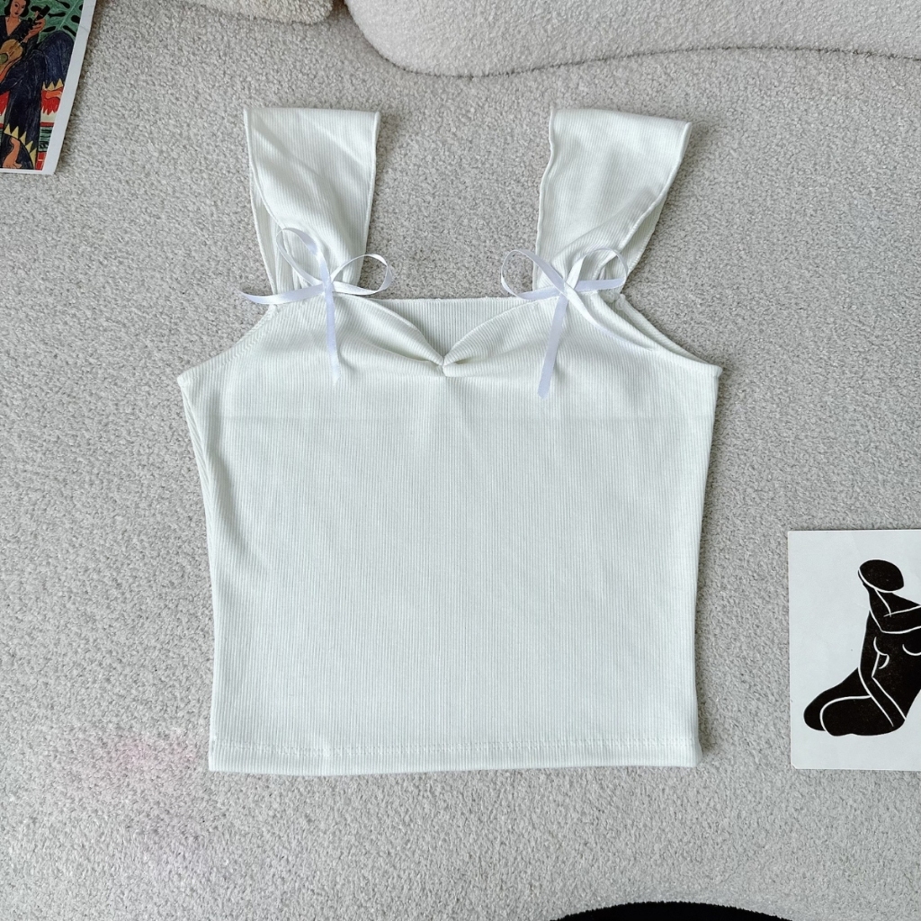 Áo Croptop Hai Dây SANJOLI Áo 2 Dây Màu Trơn Cao Cấp thắt nơ Dáng Ôm Thời Trang Mùa Hè Cho Nữ AO015