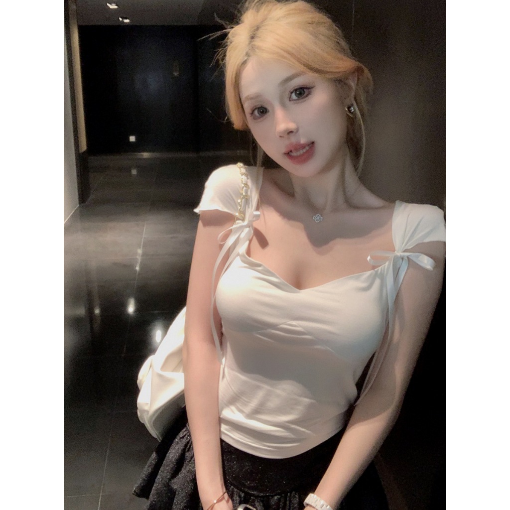 Áo Croptop Hai Dây SANJOLI Áo 2 Dây Màu Trơn Cao Cấp thắt nơ Dáng Ôm Thời Trang Mùa Hè Cho Nữ AO015