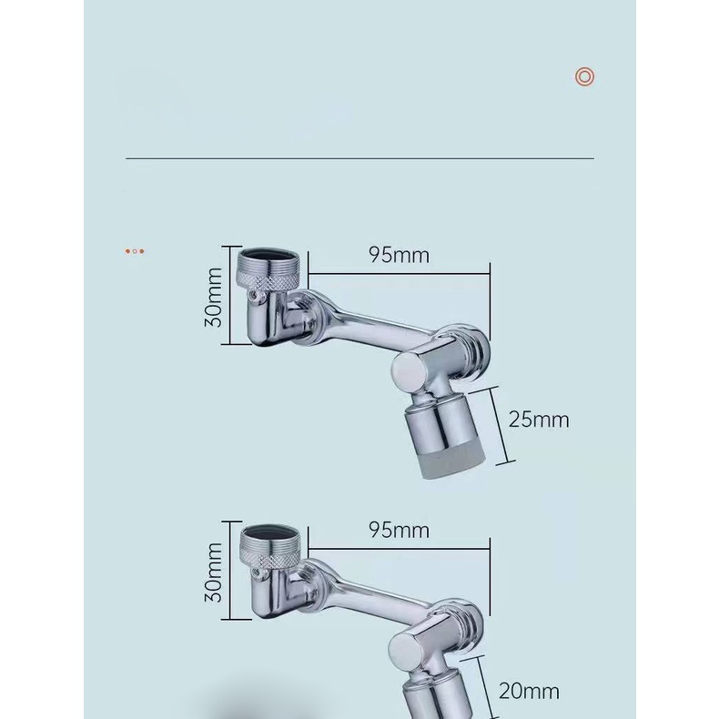 Đầu nối vòi nước thông minh xoay 1080 độ -Vòi nước lắp chậu rửa bát chén inox cao cấp với 2 chế độ nước