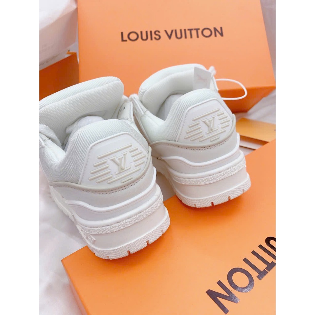 Giày thể thao nam nữ CT LV Louis vuiton trainer trắng đen đính sticker cao cấp mới