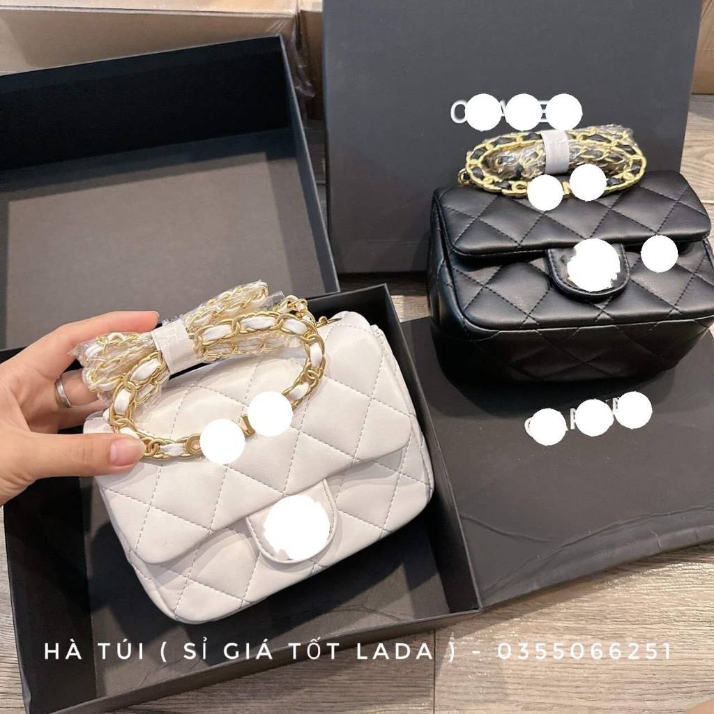 Túi xách chữ X quai tròn chữ trần ô trám mềm Sz 19 ( Có hộp )