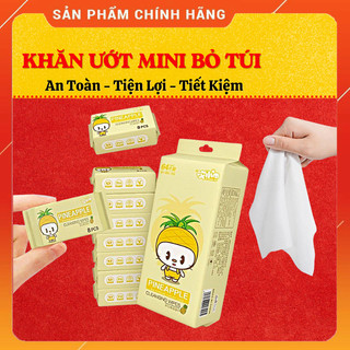 Khăn ướt mini - khăn giấy ướt bỏ túi, bịch 8 gói 64 tờ nhỏ gọn tiện lợi siêu xinh