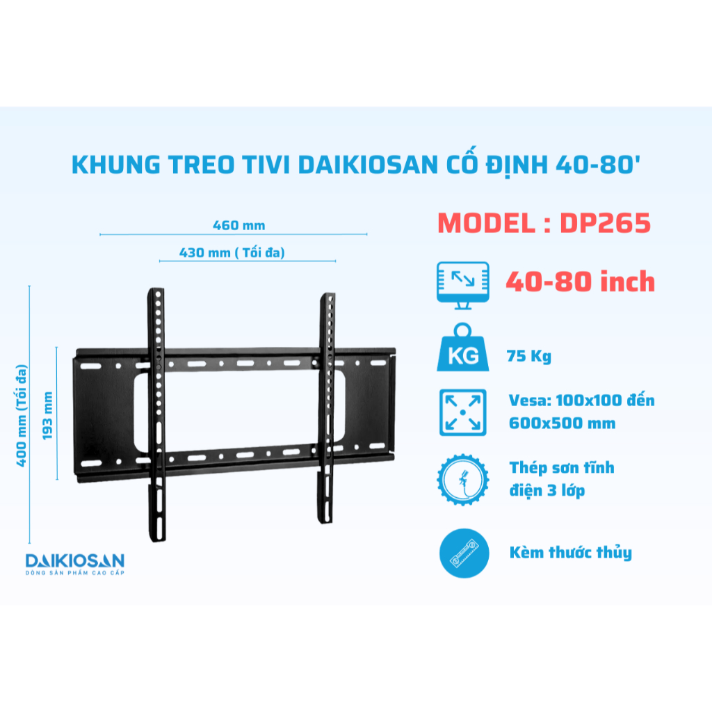 Giá treo tivi treo tường Daikiosan DP265 dùng cho tivi 40-80 inch