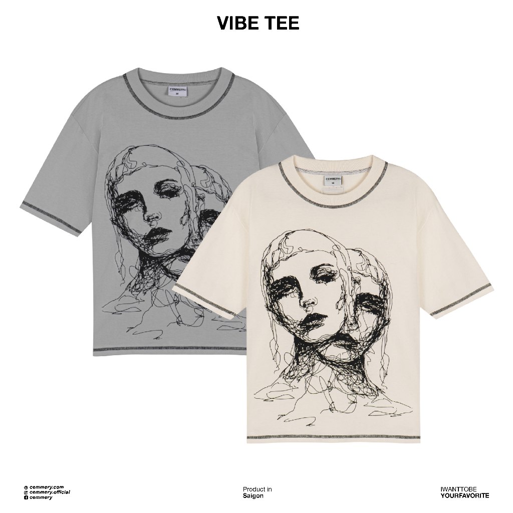 Áo Thun CEMMERY Local Brand Vibe Tee 2 Màu, Áo thun Form Rộng unisex nam nữ 250gsm