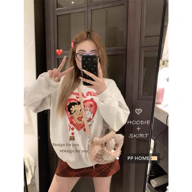Áo sweater xám betty boop FORU YES