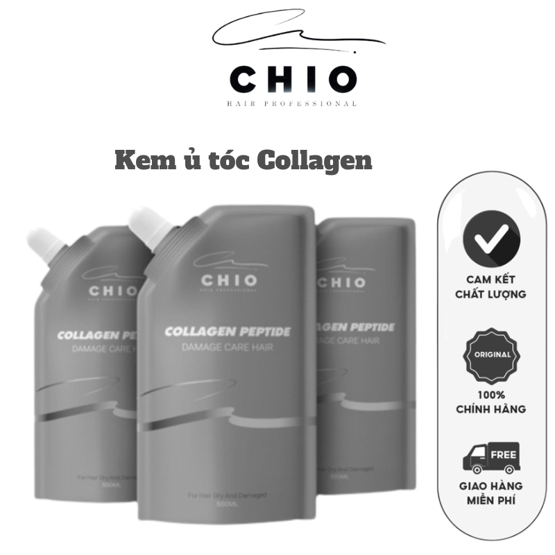 Kem hấp ủ tóc siêu phục hồi mềm mượt collagen Chio 500ML