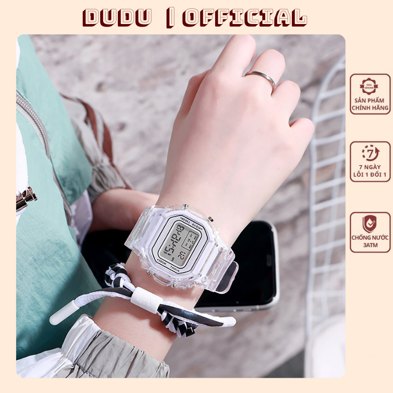 Đồng hồ thời trang Unisex SportT dây trong suốt mặt điện tử đa năng DH17