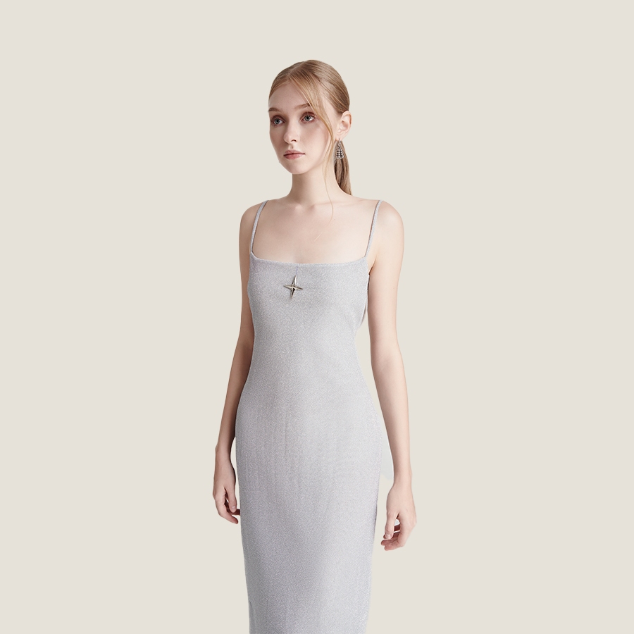 DEAR JOSÉ - Đầm maxi Milky vải sequin bạc