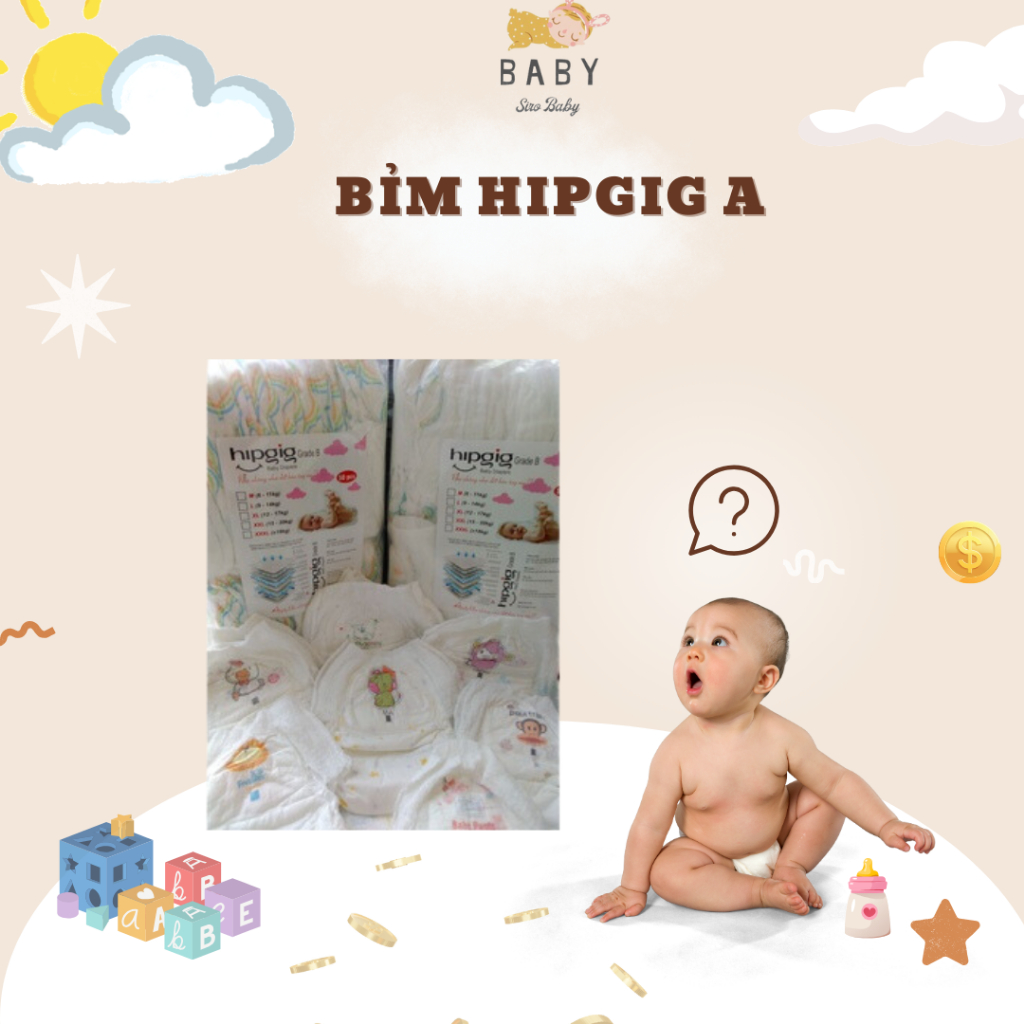 Tã Bỉm Quần dán Hipgig A 50M, 50L,50XL, 50 XXL - khobimsiro