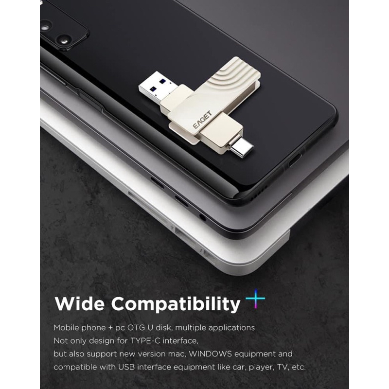 USB 3.2 EAGET , 2 cổng kết nối typeC và USB 3.2, USB 2 trong 1 cho iPhone. Dung lượng 32gb/64gb