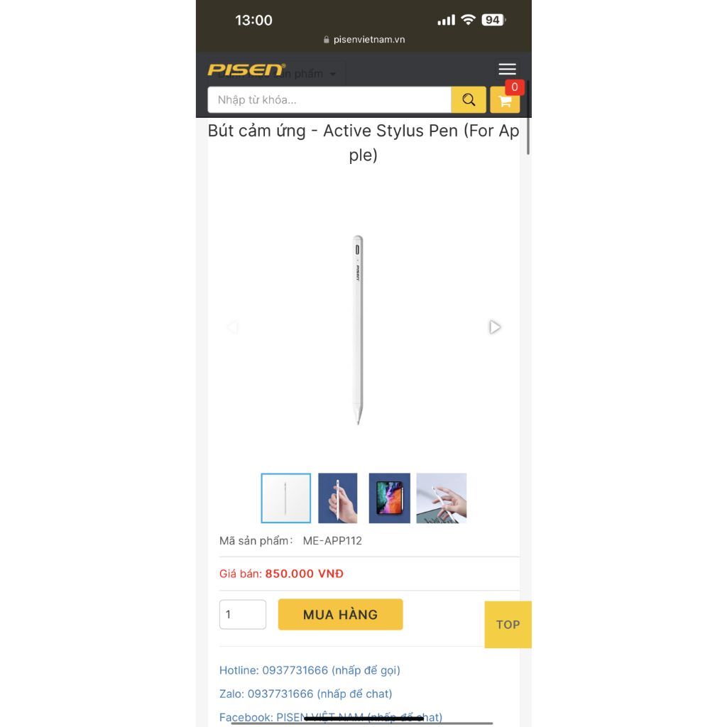Bút Cảm ứng hãng PISEN APP112 dùng cho i.P.a.d
