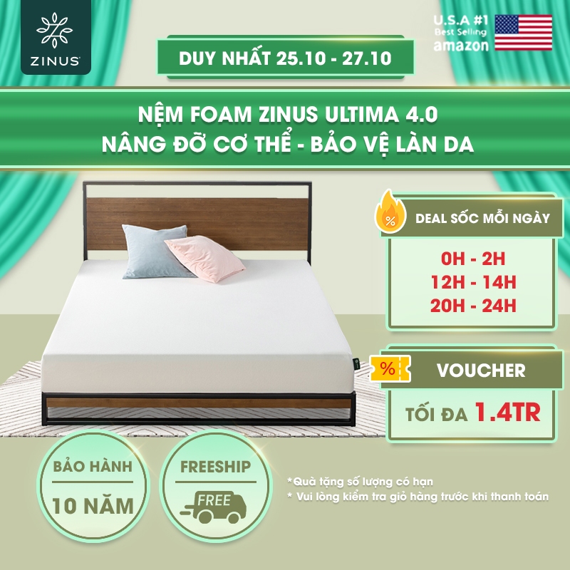 Nệm Foam Phù Hợp Với Da Nhạy Cảm Dày 20cm Zinus - 8in Ultima Memory Foam Mattress