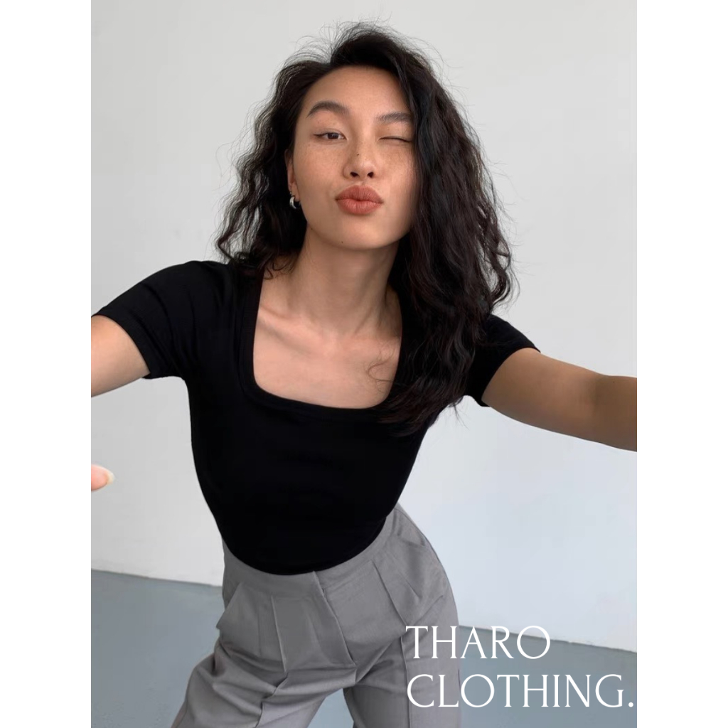 Bodysuit, Áo Liền Thân Cổ Vuông Tay Ngắn - Tharo Clothing AO00159