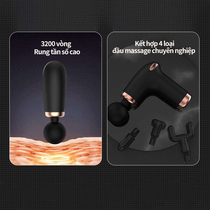 Máy Massage Cầm ,Đi kèm 4 đầu massage chuyên nghiệp, thích hợp massage toàn thân, bảo hành 12 tháng