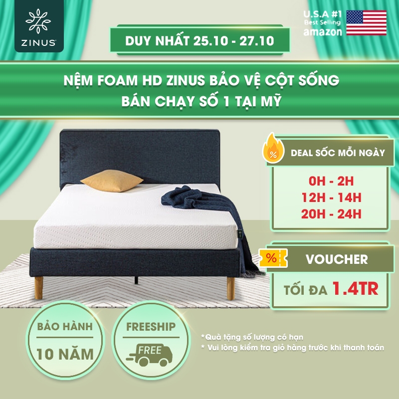 Nệm Foam HD Bảo Vệ Cột Sống Dày 12cm Zinus - 5in Foam Mattress Extra