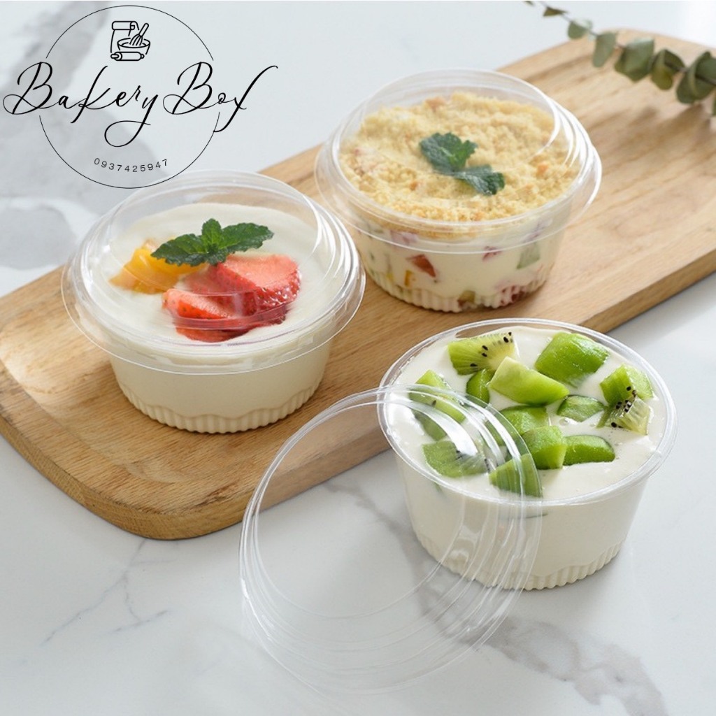 Hộp Nhựa Tròn 210ml Đựng Bánh Lạnh, Tiramisu, Pudding (XY581 | Set 100)