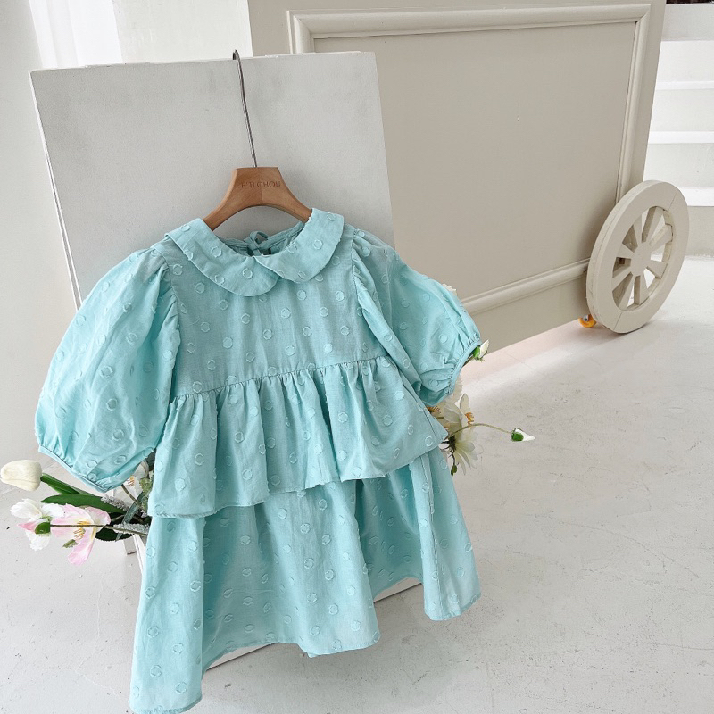 Lala dress Váy cổ sen buộc nơ thiết kế P'ti chou Váy bé gái 10kg - 23kg