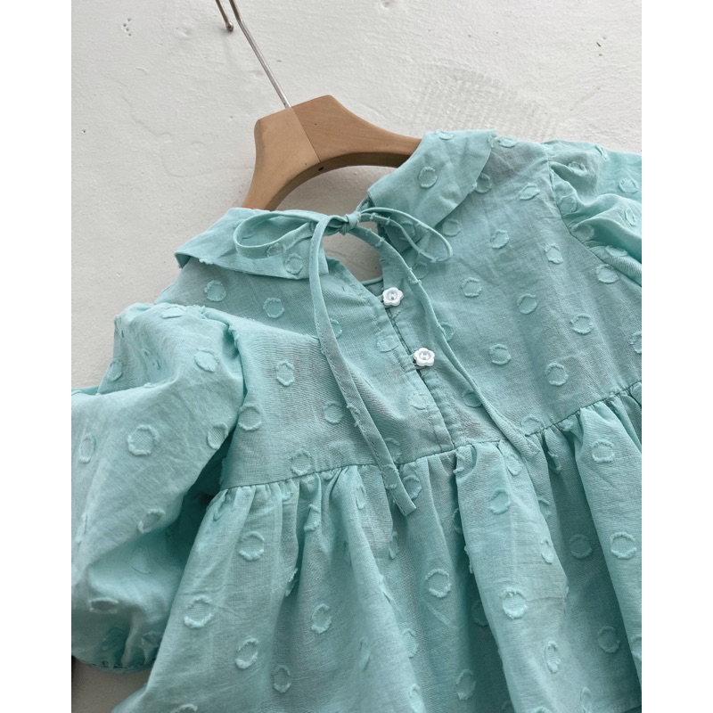 Lala dress Váy cổ sen buộc nơ thiết kế P'ti chou Váy bé gái 10kg - 23kg