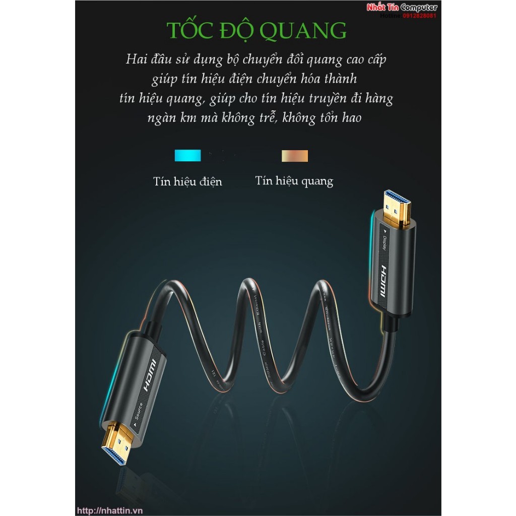 Cáp HDMI 2.0 sợi quang hợp kim kẽm 30m hỗ trợ 4K/60Hz chính hãng Ugreen 50217 cao cấp
